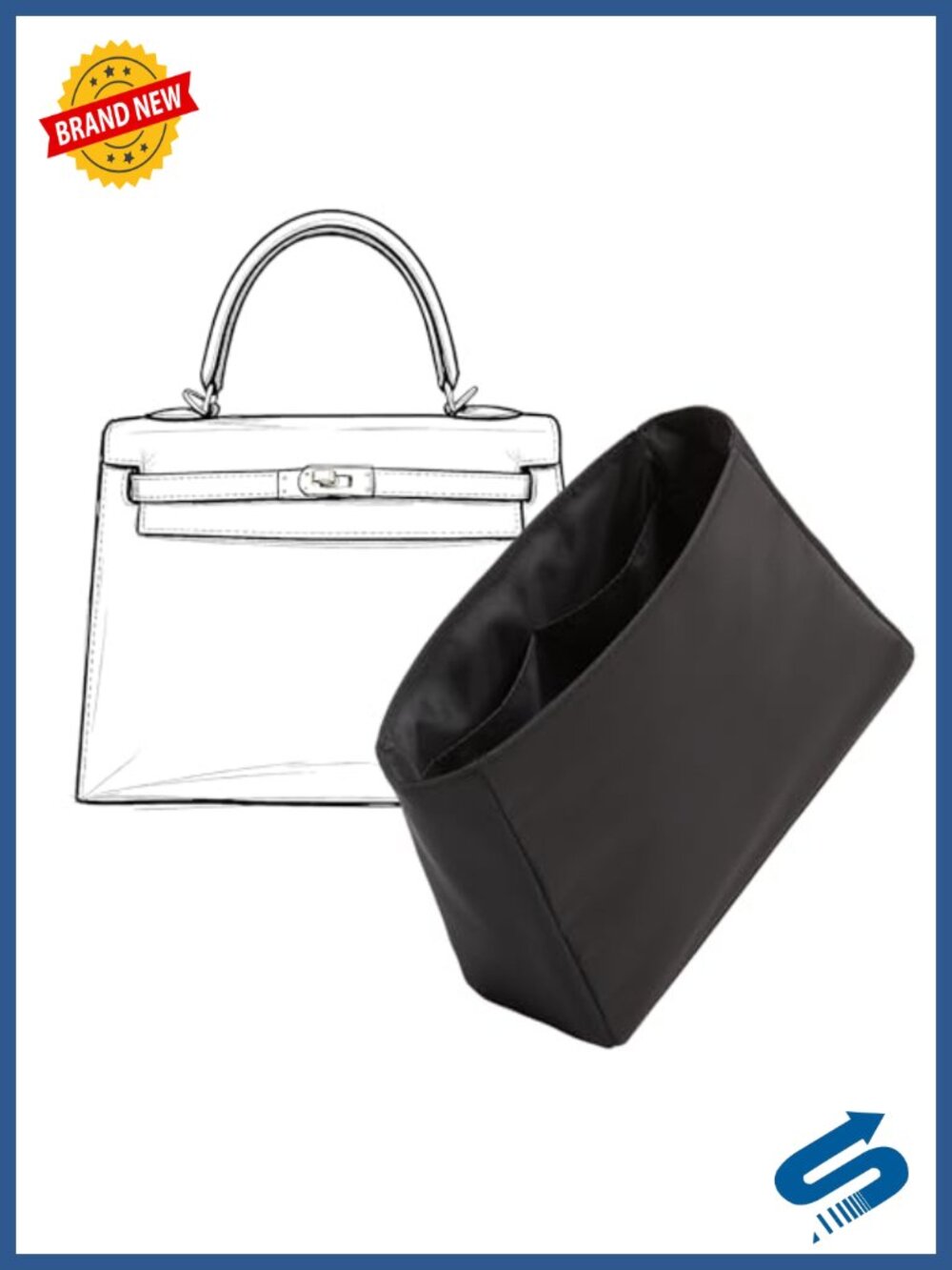Nylon Purse Organizer Insert for Hermes Kelly 25 Multi-Pocket